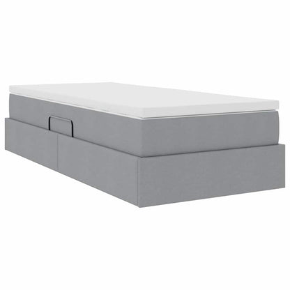 Aufbewahrungsbett mit Matratze Hellgrau 90 x 190 cm Polyester