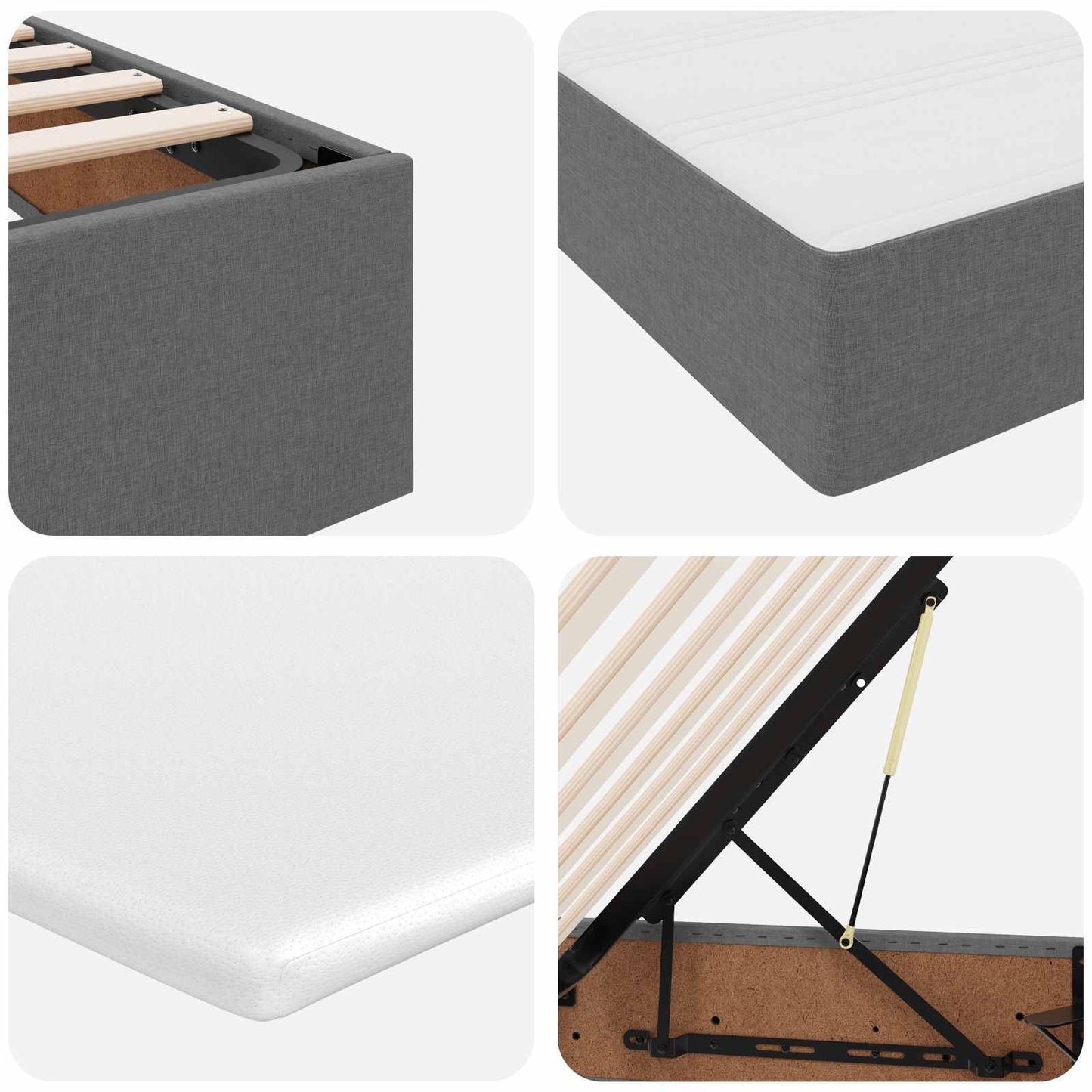 Aufbewahrungsbett mit Matratze Dunkelgrau 90 x 200 cm Polyester