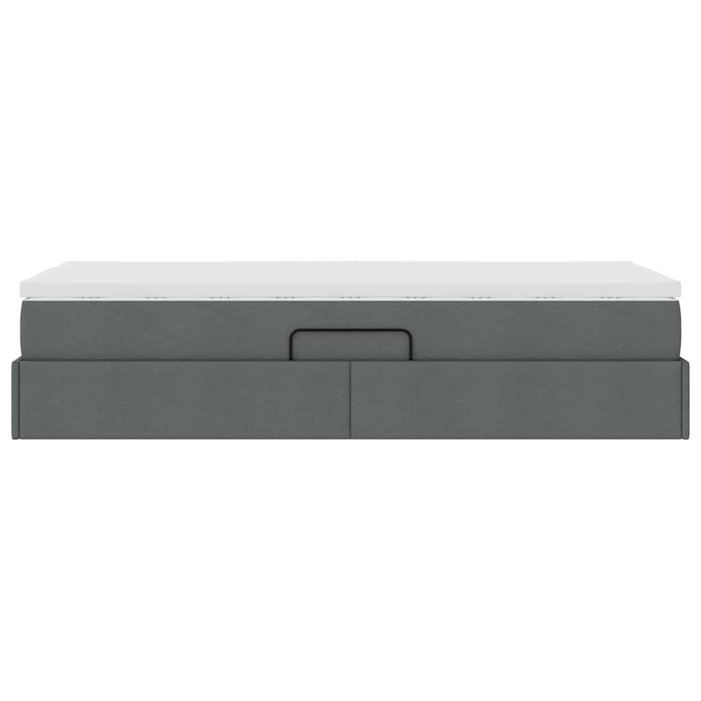 Aufbewahrungsbett mit Matratze Dunkelgrau 90 x 200 cm Polyester