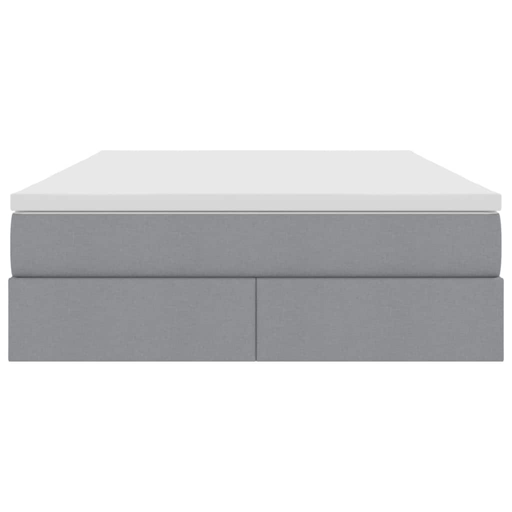 Aufbewahrungsbett mit Matratze Hellgrau 140 x 190 cm Polyester