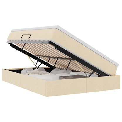 Aufbewahrungsbett mit Matratze Creme 140 x 190 cm Polyester
