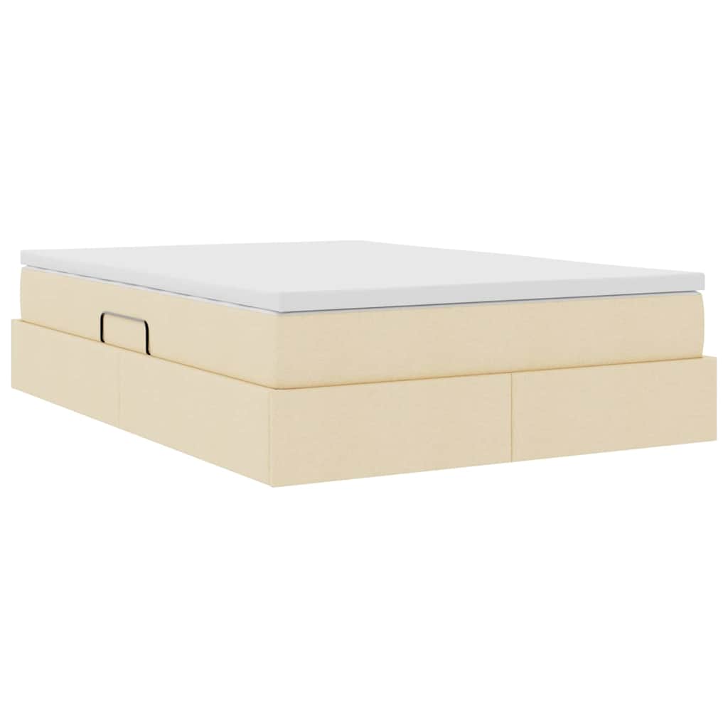 Aufbewahrungsbett mit Matratze Creme 140 x 190 cm Polyester