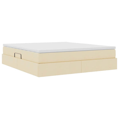 Aufbewahrungsbett mit Matratze Creme 160 x 200 cm Polyester