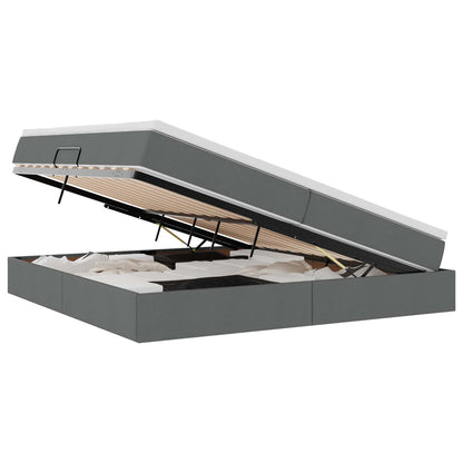 Aufbewahrungsbett mit Matratze Dunkelgrau 200 x 200 cm