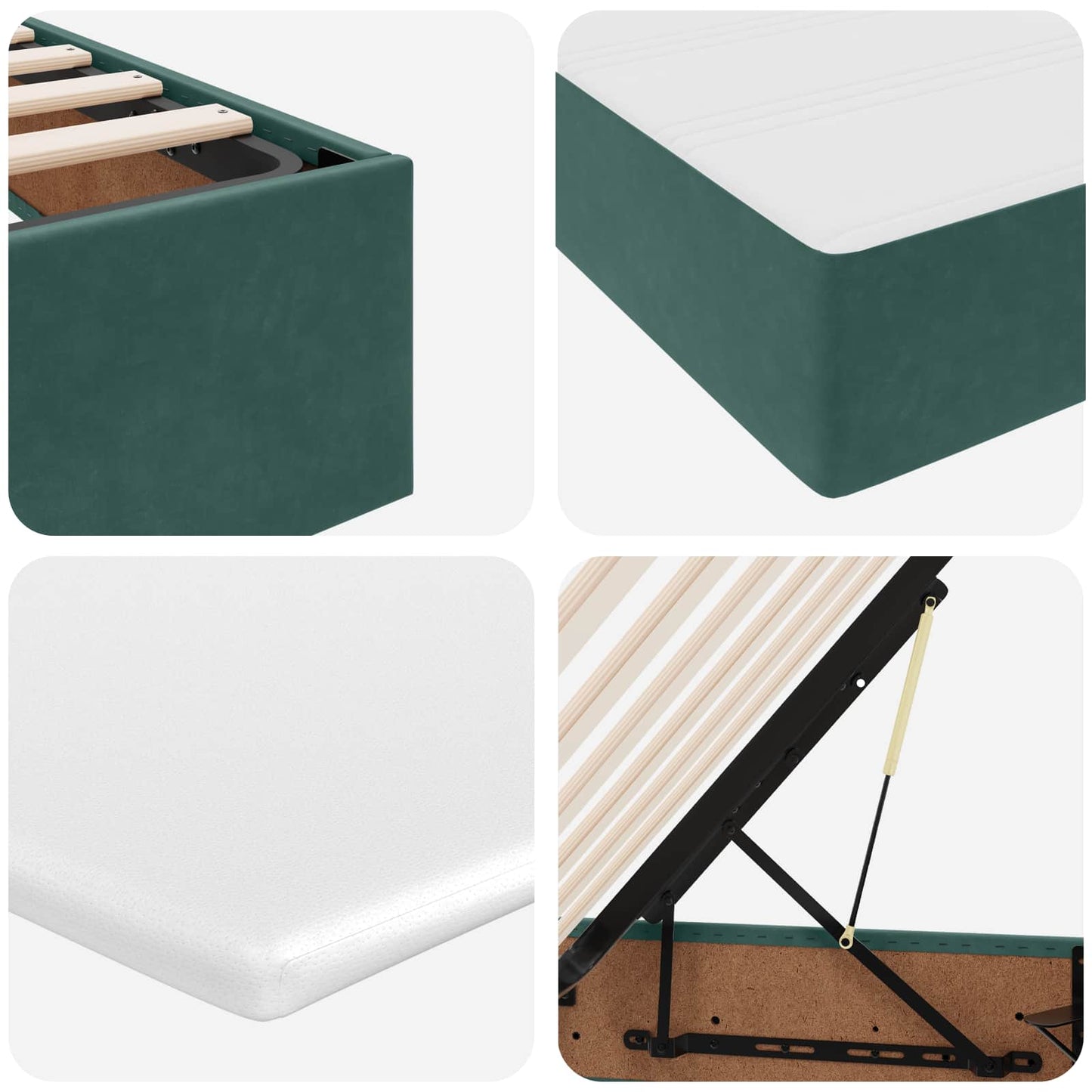 Aufbewahrungsbett mit Matratze Dunkelgrün 140 x 190 cm Samt