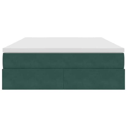 Aufbewahrungsbett mit Matratze Dunkelgrün 140 x 200 cm Samt