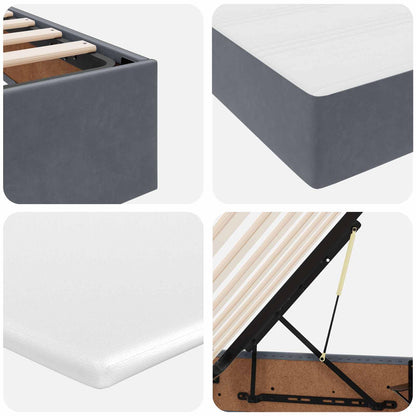 Aufbewahrungsbett mit Matratze Dunkelgrau 200 x 200 cm Samt