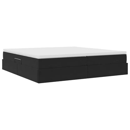 Aufbewahrungsbett mit Matratze Schwarz 200 x 200 cm Samt