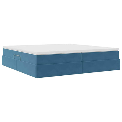 Aufbewahrungsbett mit Matratze Dunkelblau 200 x 200 cm Samt