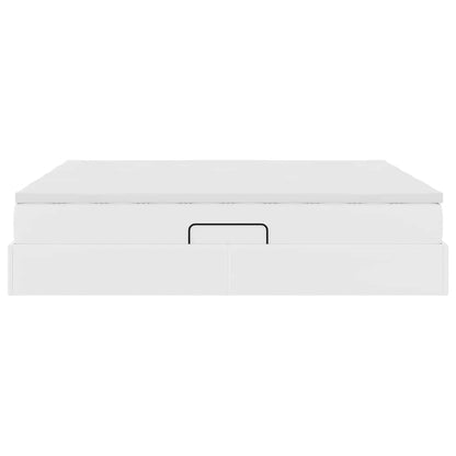 Aufbewahrungsbett mit Matratze Weiß 180 x 200 cm Kunstleder
