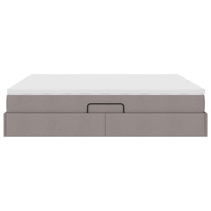 Aufbewahrungsbett mit Matratze Taupe 200 x 200 cm Polyester