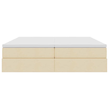 Aufbewahrungsbett mit Matratze Creme 200 x 200 cm Polyester