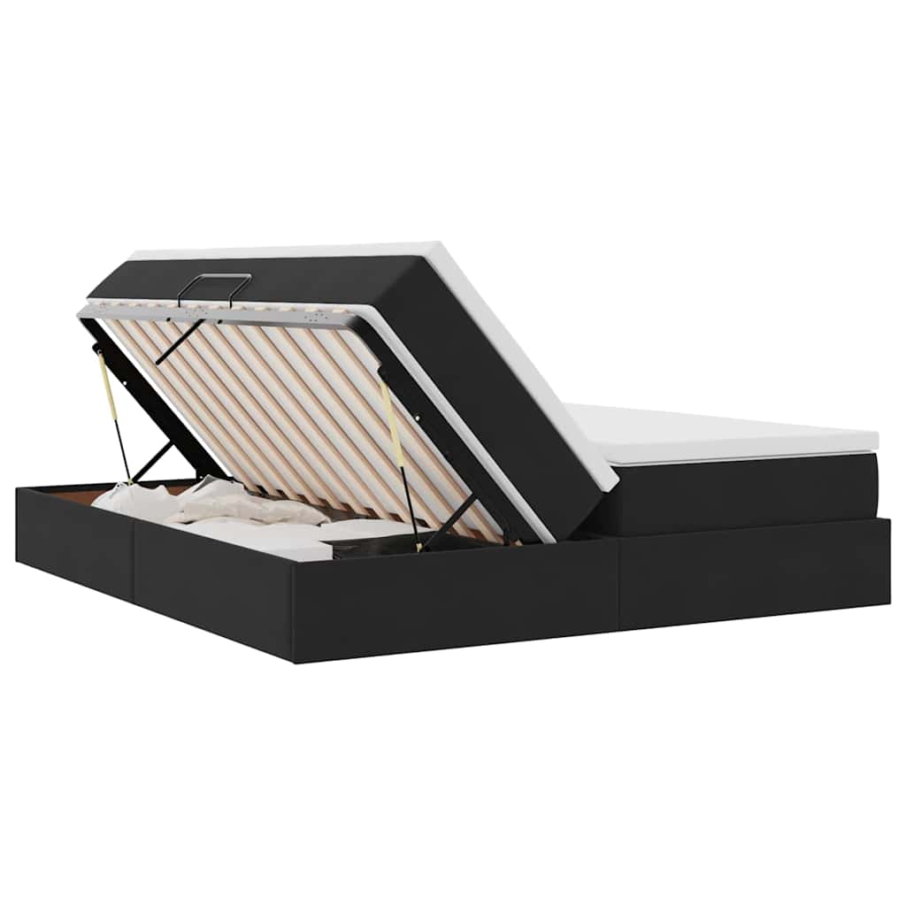 Aufbewahrungsbett mit Matratze Schwarz 180 x 200 cm Samt