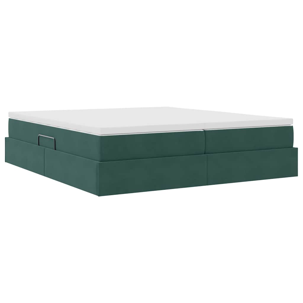 Aufbewahrungsbett mit Matratze Dunkelgrün 180 x 200 cm Samt