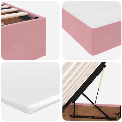 Aufbewahrungsbett mit Matratze Rosa 180 x 200 cm Samt