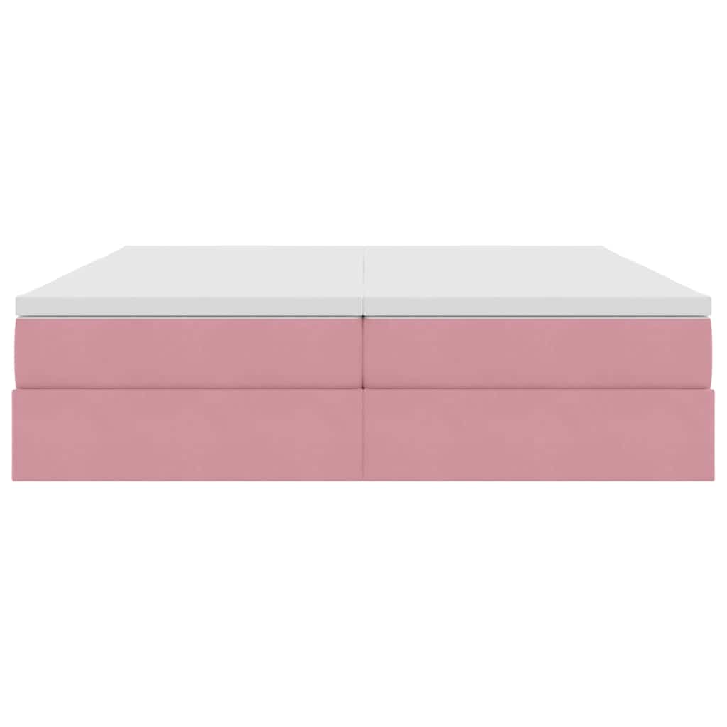Aufbewahrungsbett mit Matratze Rosa 180 x 200 cm Samt