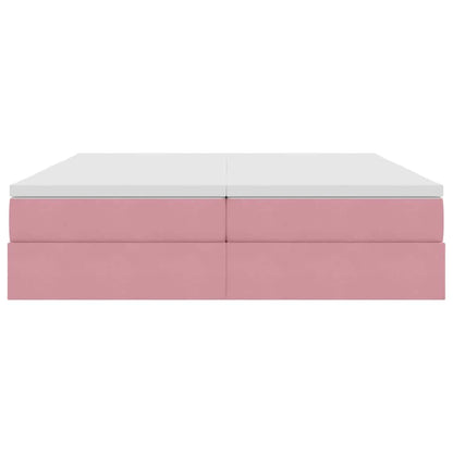 Aufbewahrungsbett mit Matratze Rosa 180 x 200 cm Samt