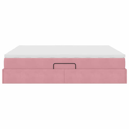 Aufbewahrungsbett mit Matratze Rosa 180 x 200 cm Samt