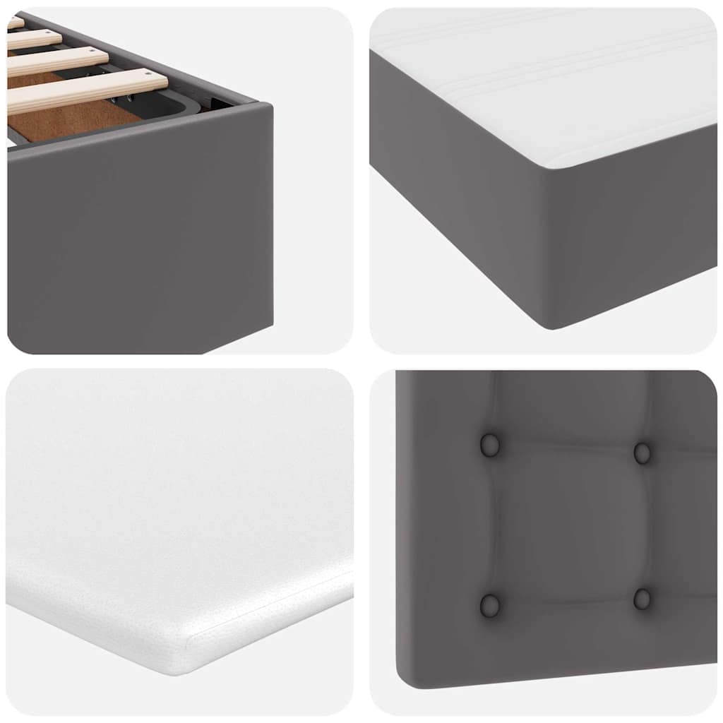 Aufbewahrungsbett mit Matratze Grau 200 x 200 cm Kunstleder