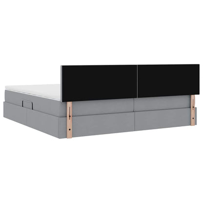 Aufbewahrungsbett mit Matratze Hellgrau 200 x 200 cm