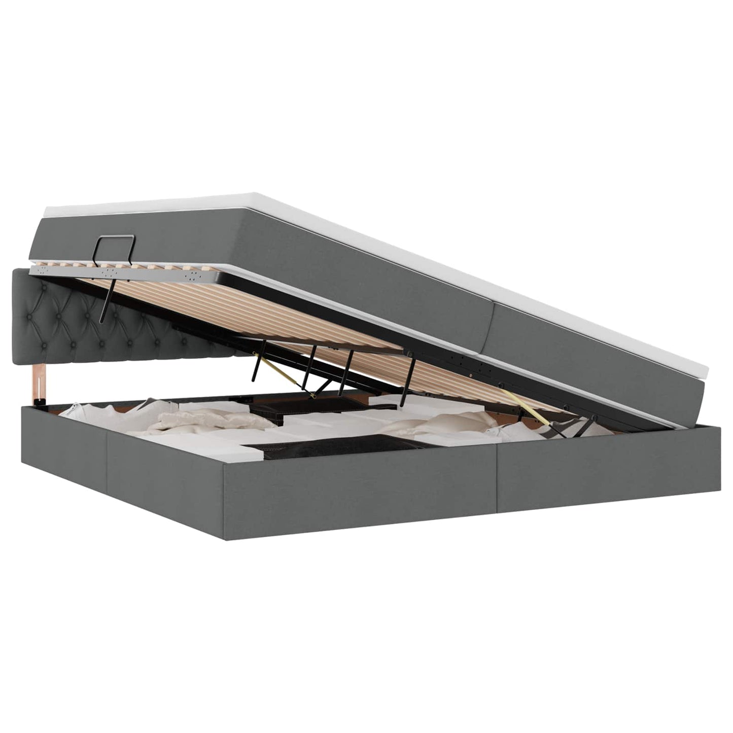 Aufbewahrungsbett mit Matratze Dunkelgrau 200 x 200 cm