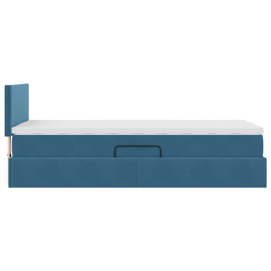 Aufbewahrungsbett mit Matratze Dunkelblau 100 x 200 cm Samt