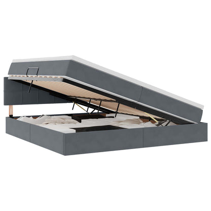 Aufbewahrungsbett mit Matratze Dunkelgrau 200 x 200 cm Samt