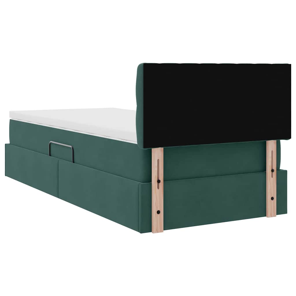 Aufbewahrungsbett mit Matratze Dunkelgrün 90 x 200 cm Samt