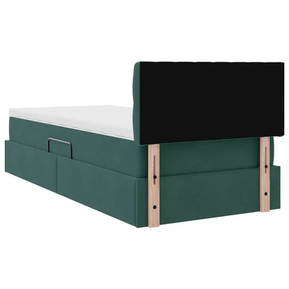 Aufbewahrungsbett mit Matratze Dunkelgrün 90 x 200 cm Samt