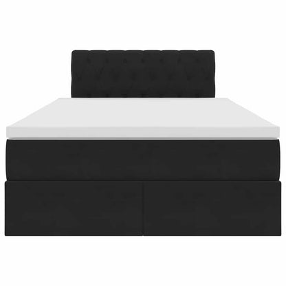 Aufbewahrungsbett mit Matratze Schwarz 120 x 190 cm Samt