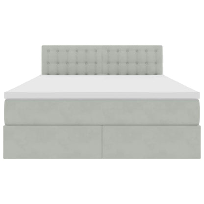 Aufbewahrungsbett mit Matratze Hellgrau 140 x 200 cm Samt