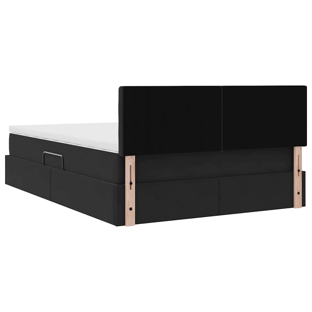 Aufbewahrungsbett mit Matratze Schwarz 140 x 200 cm Samt
