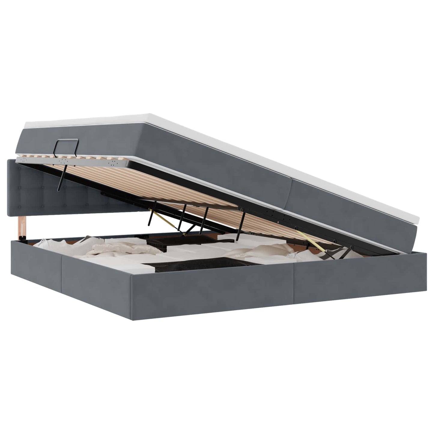 Aufbewahrungsbett mit Matratze Dunkelgrau 200 x 200 cm Samt