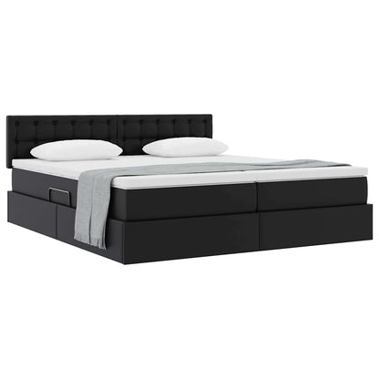 Aufbewahrungsbett mit Matratze Schwarz 180 x 200 cm Kunstleder