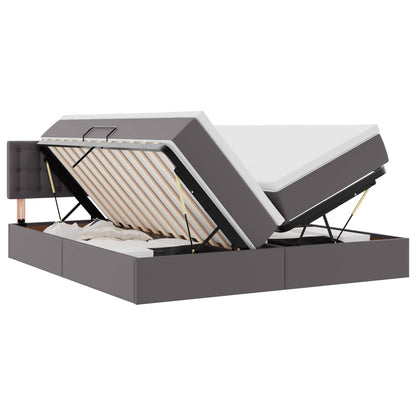Aufbewahrungsbett mit Matratze Grau 180 x 200 cm Kunstleder