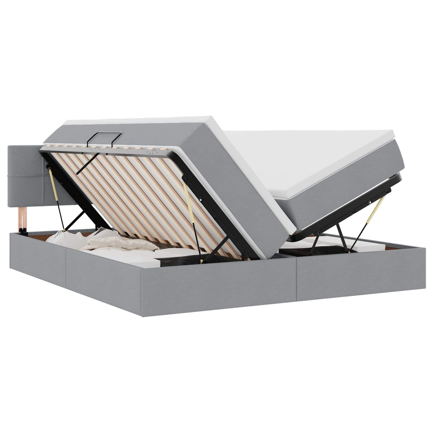 Aufbewahrungsbett mit Matratze Hellgrau 180 x 200 cm Kunstleder