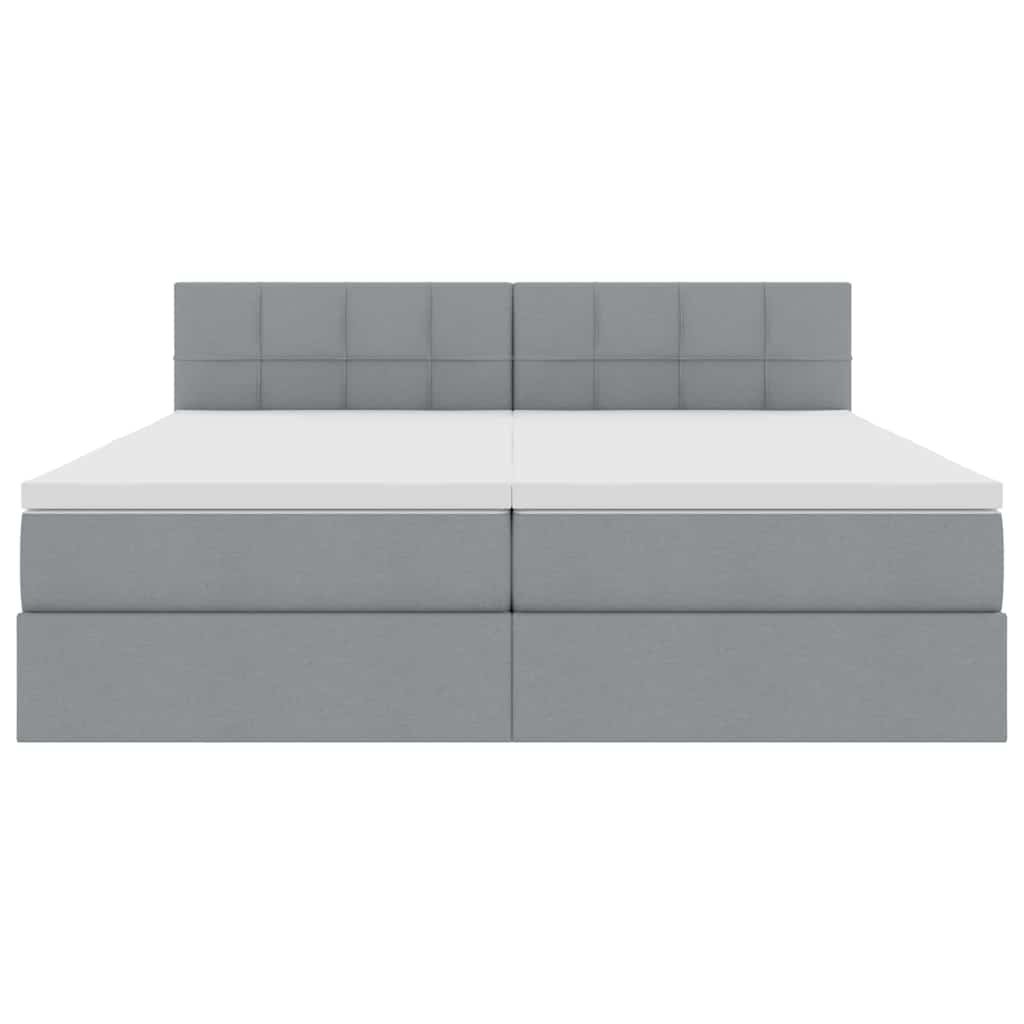 Aufbewahrungsbett mit Matratze Hellgrau 200 x 200 cm Kunstleder