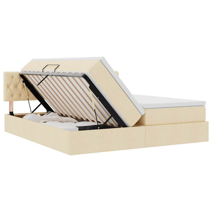 Aufbewahrungsbett mit Matratze Creme 180 x 200 cm Kunstleder