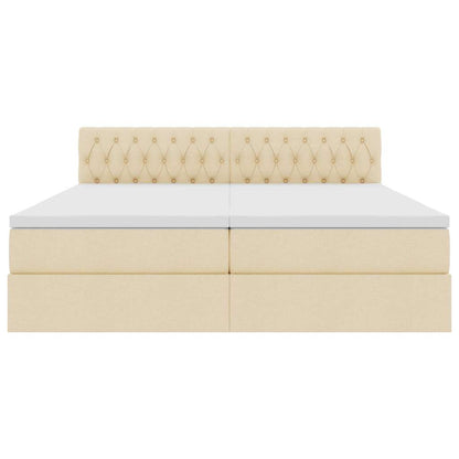 Aufbewahrungsbett mit Matratze Creme 180 x 200 cm Kunstleder
