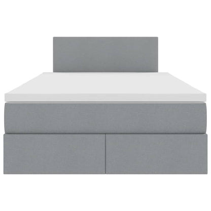 Bett mit Stauraum und LED mit LED Hellgrau 120 x 190 cm Stoff