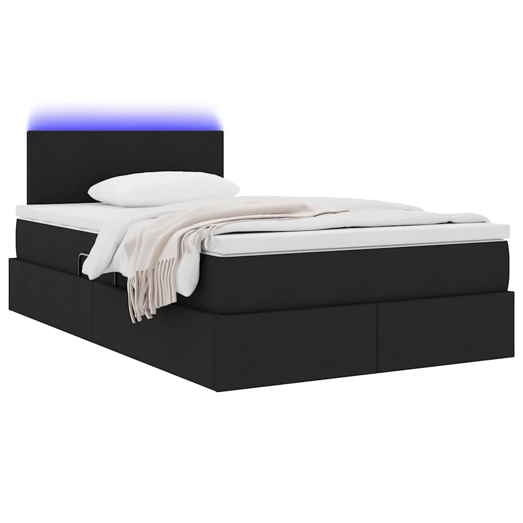 Bett mit Stauraum und LED mit LED Schwarz 120 x 200 cm Stoff