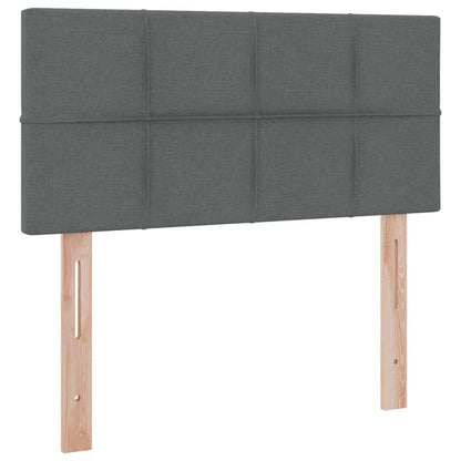 Bett mit Stauraum und LED mit LED Dunkelgrau 90 x 200 cm Stoff