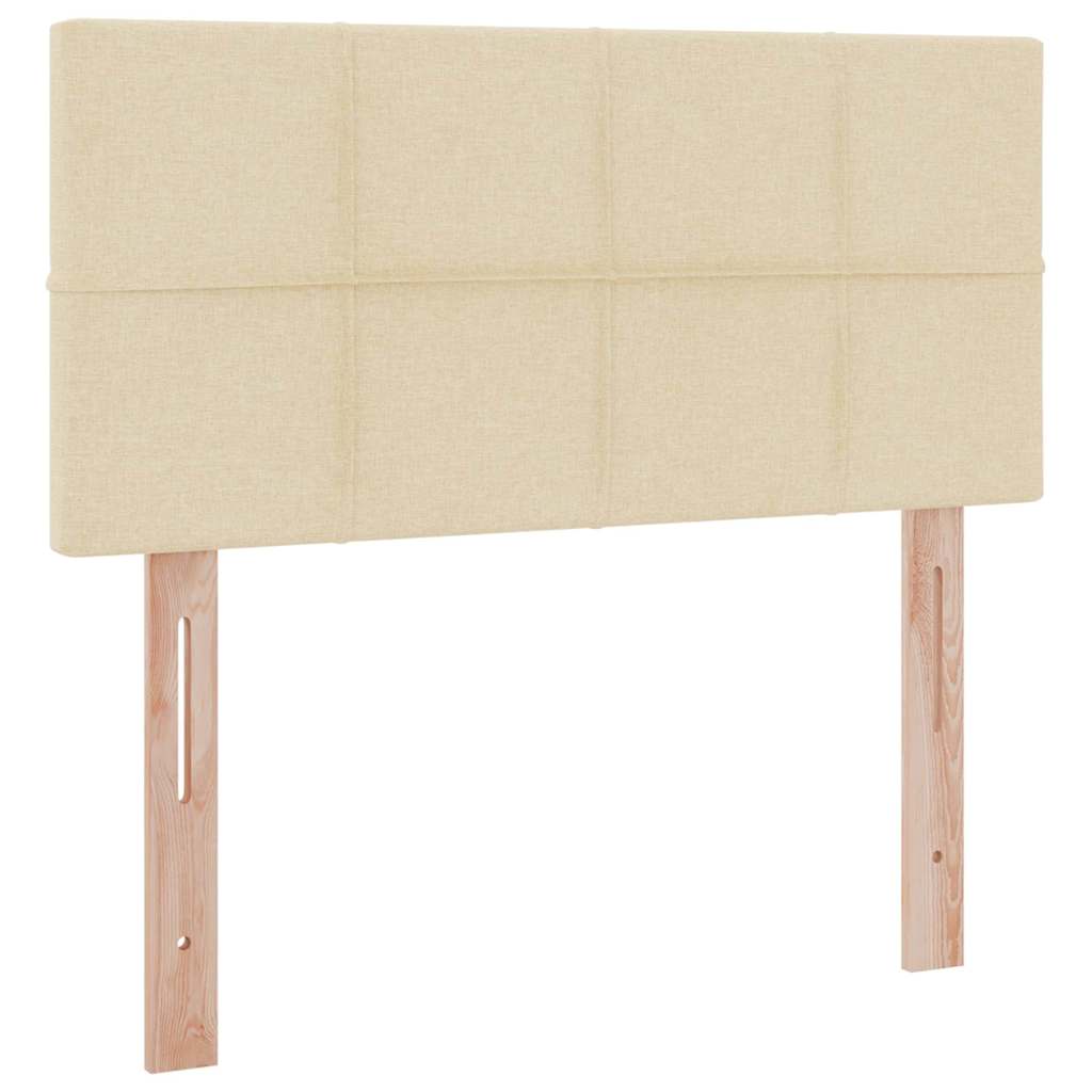 Bett mit Stauraum und LED mit Matratze Creme 90 x 200 cm Stoff