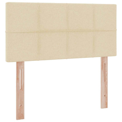 Bett mit Stauraum und LED mit Matratze Creme 90 x 200 cm Stoff