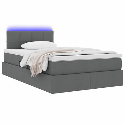 Bett mit Stauraum und LED mit LED Dunkelgrau 120 x 200 cm Stoff