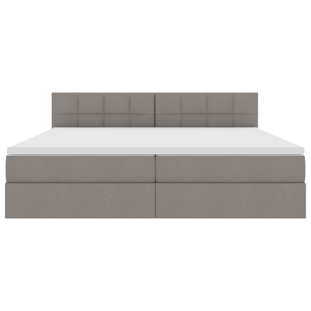 Bett mit Stauraum und LED mit Matratze Taupe 200 x 200 cm Stoff