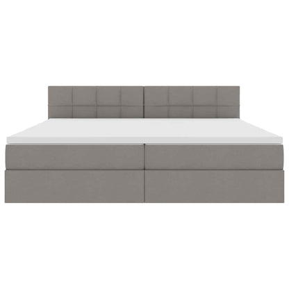 Bett mit Stauraum und LED mit Matratze Taupe 200 x 200 cm Stoff