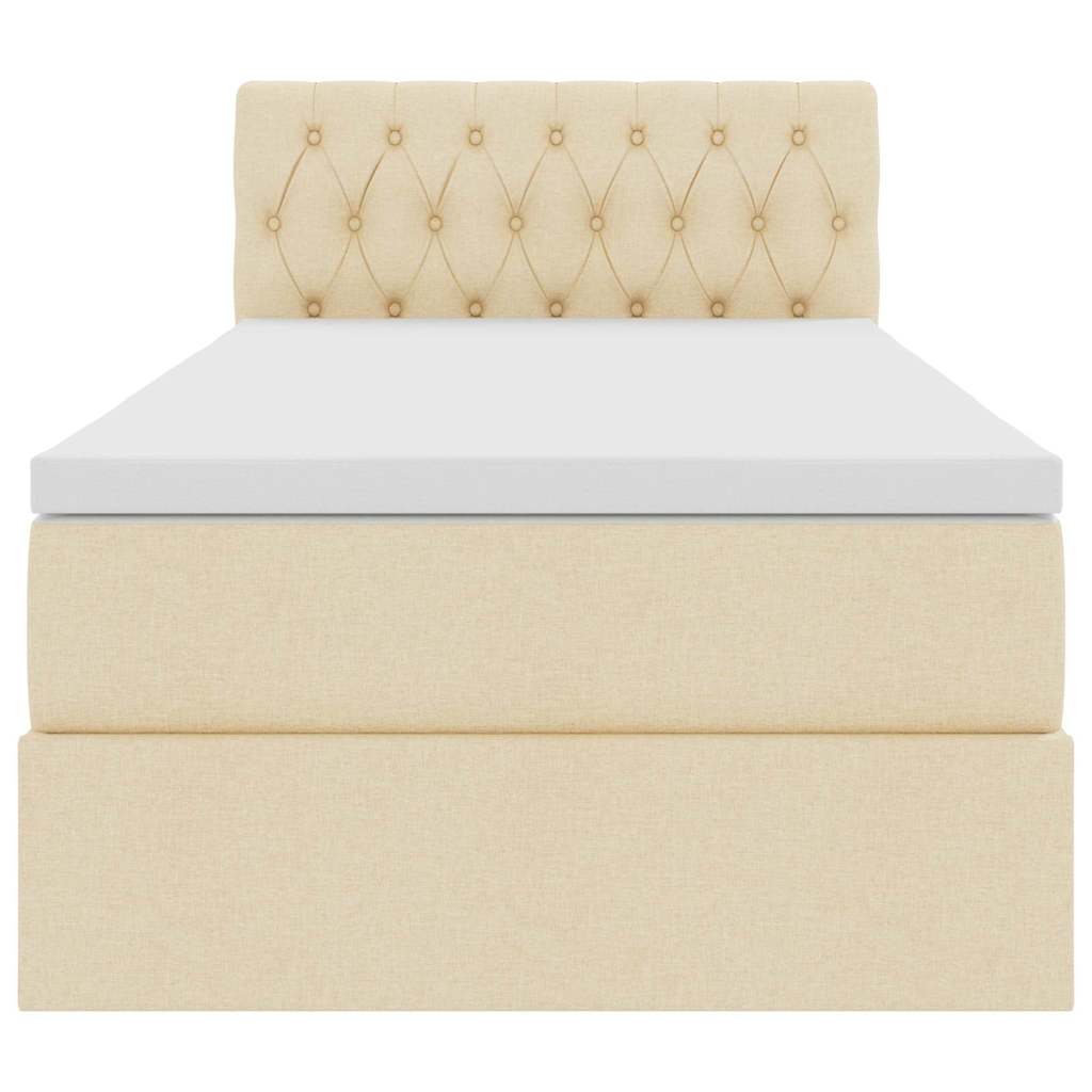 Bett mit Stauraum und LED mit Matratze Creme 100 x 200 cm Stoff