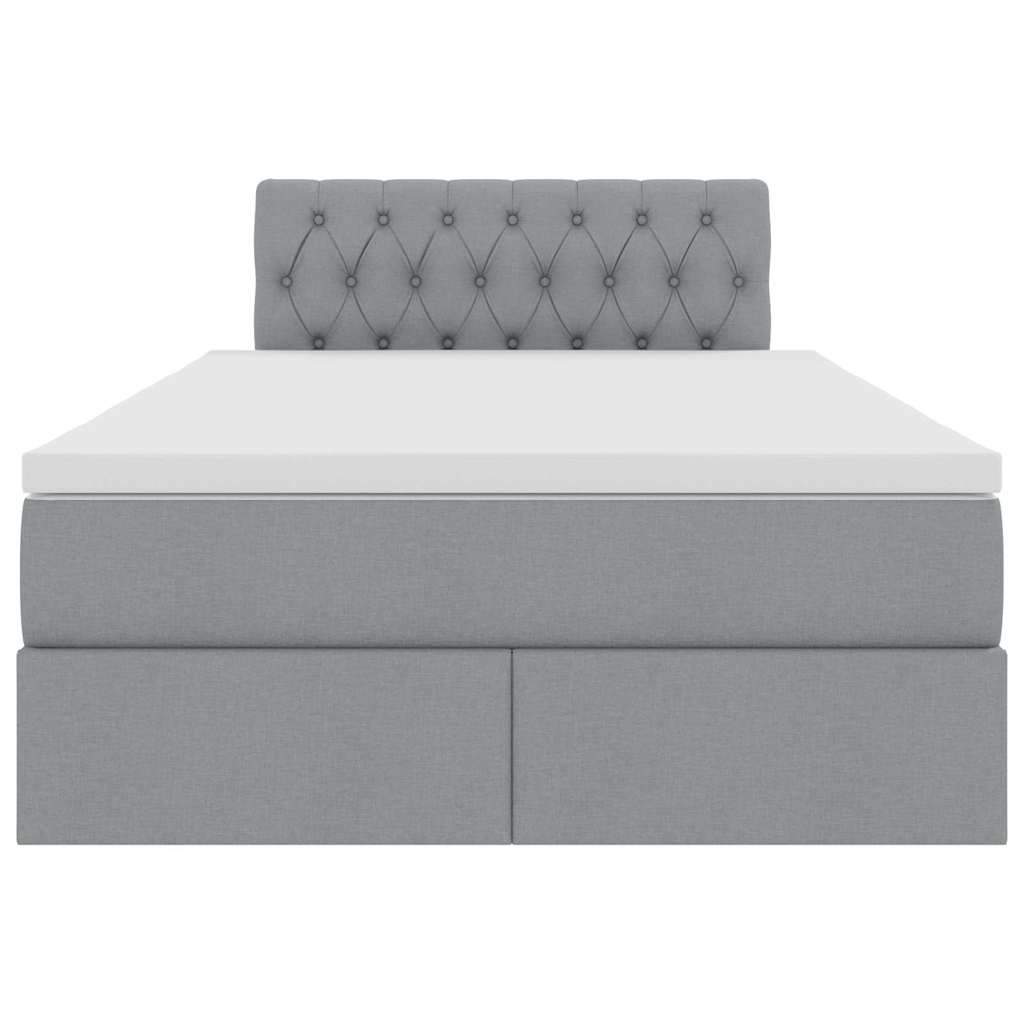 Bett mit Stauraum und LED mit LED Hellgrau 120 x 190 cm Stoff