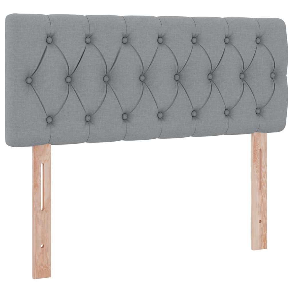 Bett mit Stauraum und LED mit LED Hellgrau 120 x 190 cm Stoff